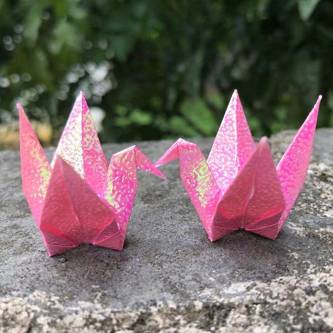 100Pcs Iridescent Premade Origami Birds Cranes Folded 1000 Japanese Cranes Mo…