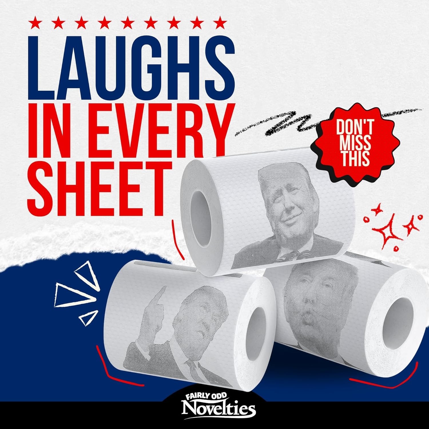 Donald Trump Novelty Political Humor Funny Toilet Paper Gag Gift, Set of 3 Ro…