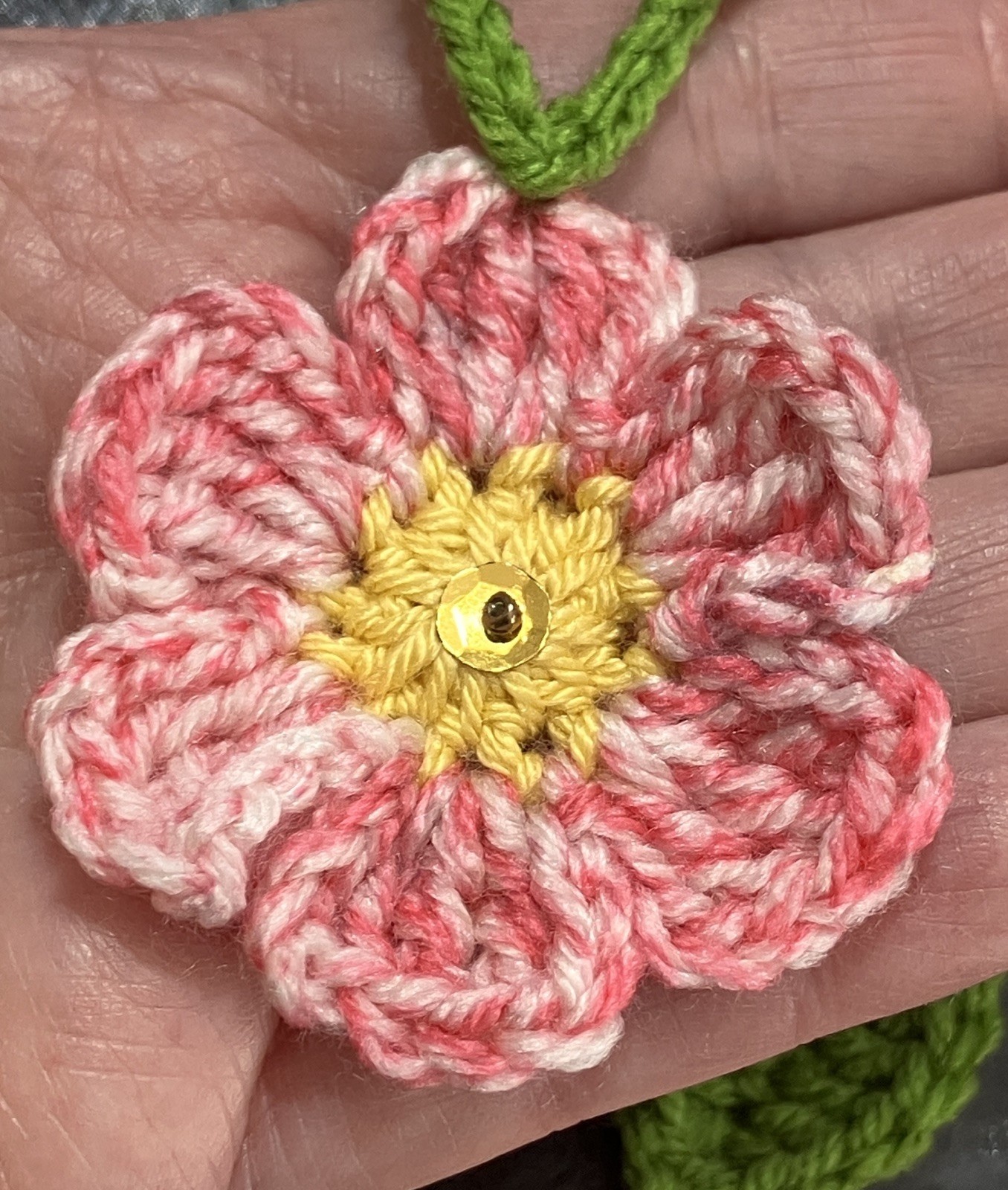 🌸🍃NEW PRETTY hand Crochet Flower Bunting Leaf Window 50” camper SUMMER Gift