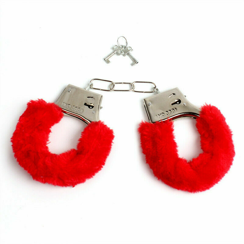 Furry Fuzzy Costume Handcuffs Metal Wrist Cuffs Soft Bachelorette Hen Party OBUS