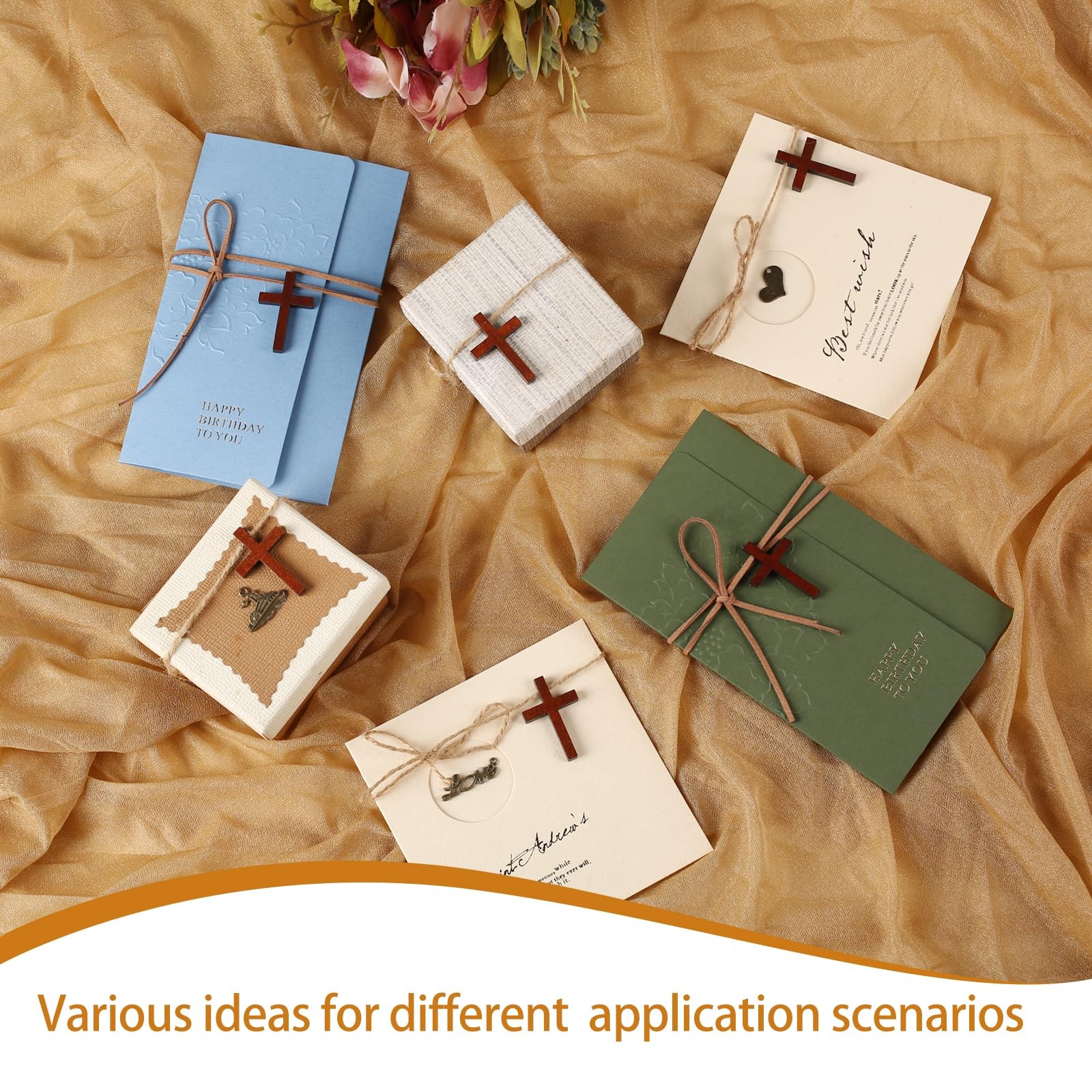 Srefaka 72 Pcs Mini Wooden Crosses Miniature (1.1 x 1.65 x 0.2 inches), Brown