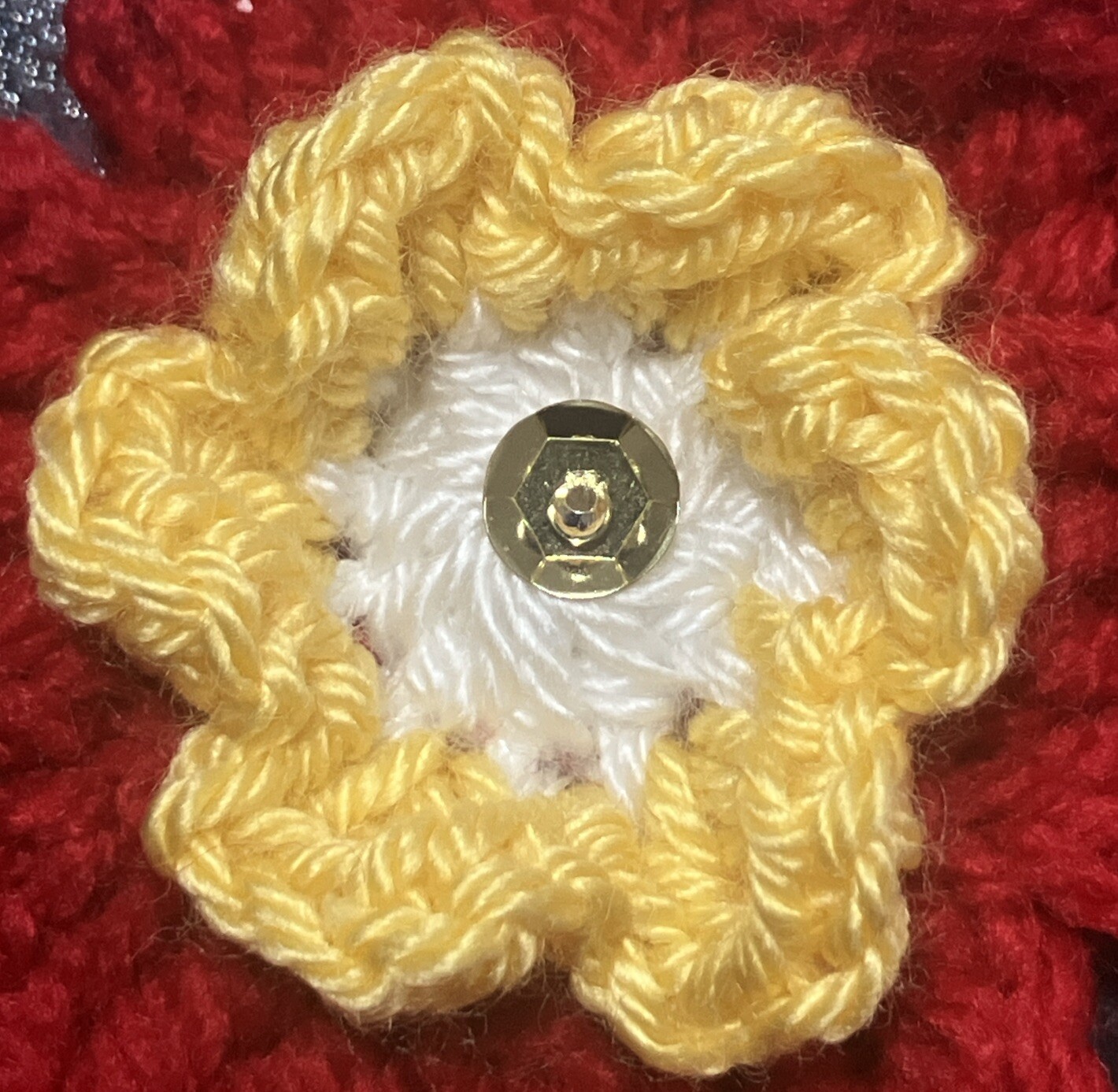 🌸 NEW hand Crochet Flowers Bunting Leaf sequins camper 34” SUMMER window Gift