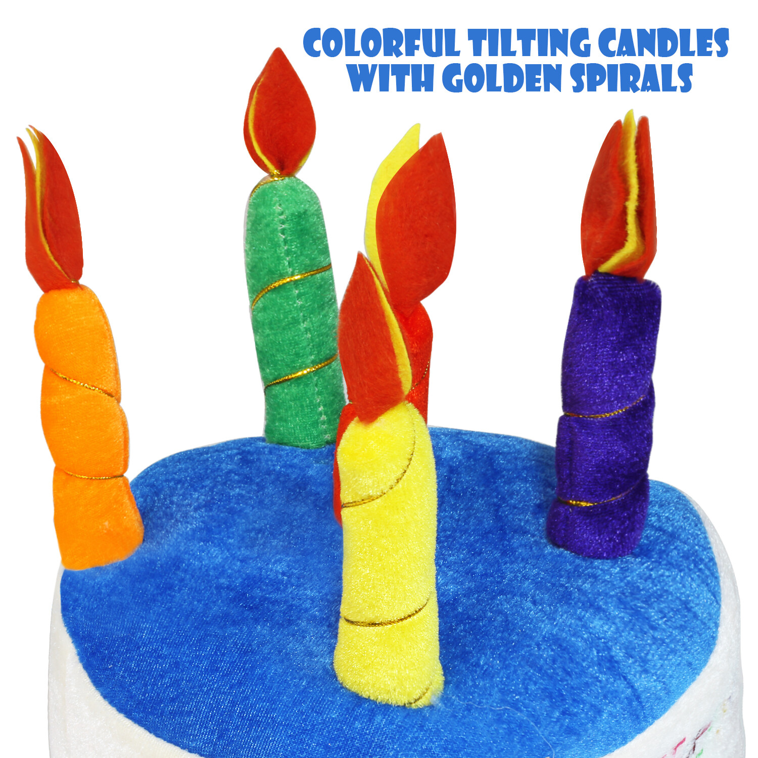 Blue Plush Happy Birthday Cake Hat – Unisex Adult Size Fancy Dress Party Hats
