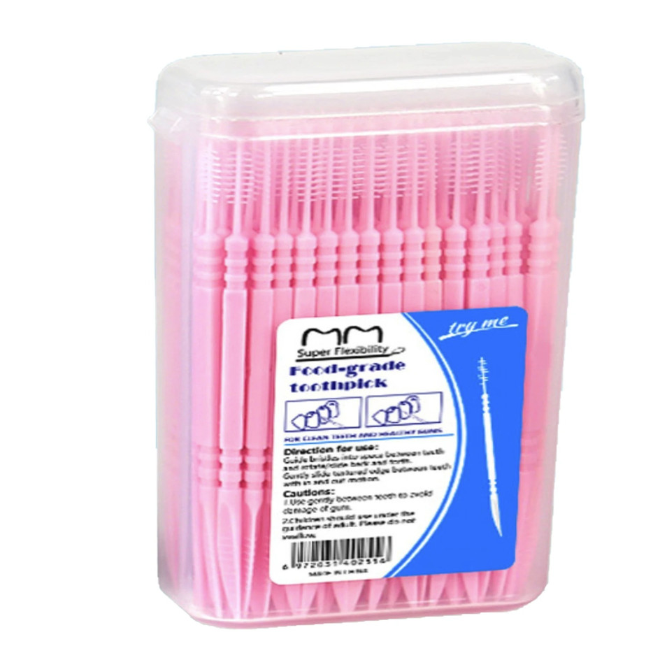 100pcs Double-Ended Disposable Toothpicks Portable Fruit Pick Set – NEW