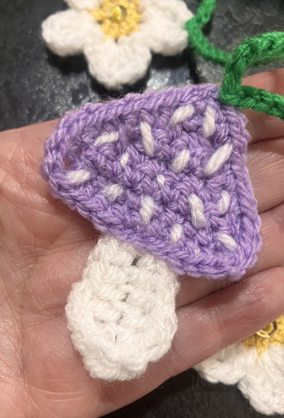 🍄 🌼 NEW! hand crochet bunting Daisy toadstool Mushrooms SUMMER gift camper