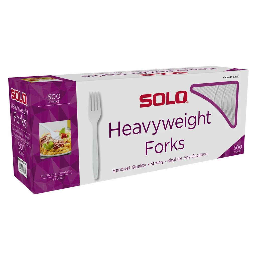 2-Pack Solo Heavyweight Plastic Fork, White, 500-count