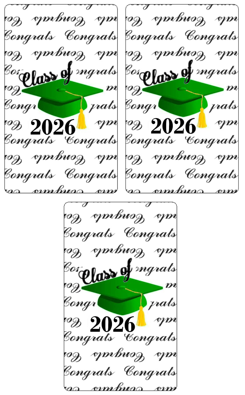 60 Graduation Cap Party Class of 2026 Miniatures Candy Bar Wrapper, (Set of 60)