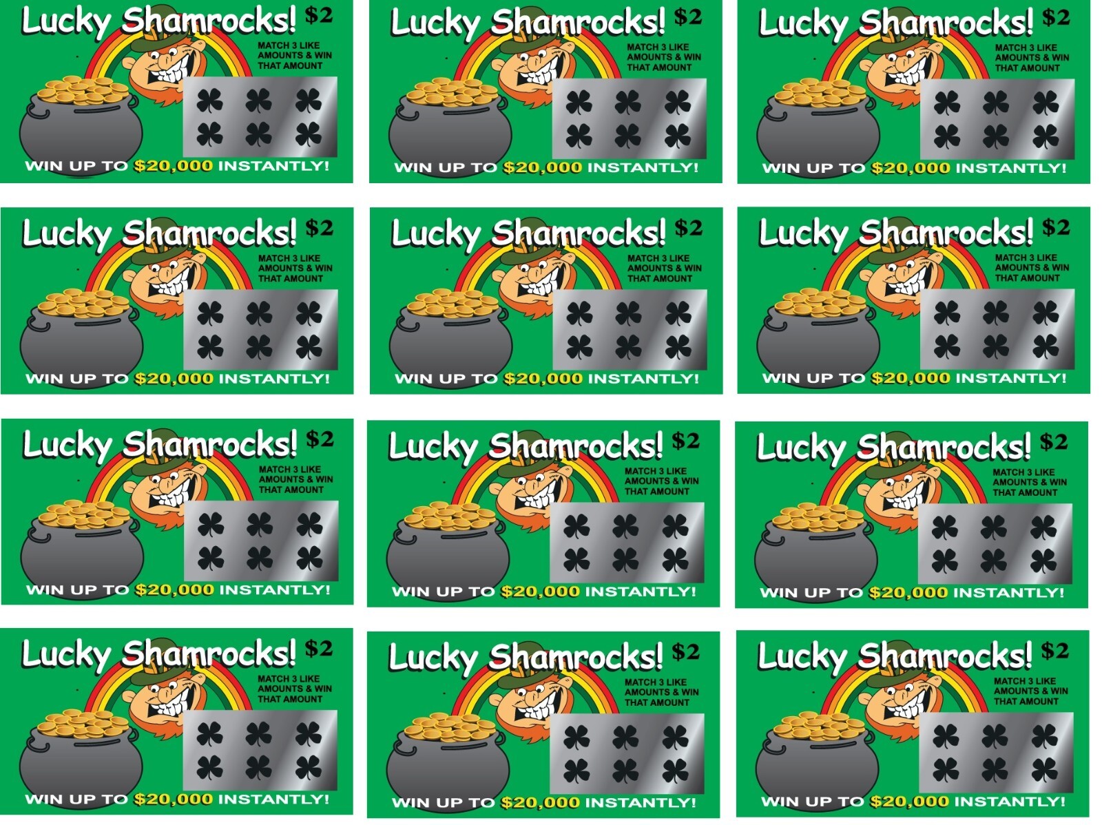 Fake Lottery Tickets Scratch Cards 12 Pack Prank Gag Gift-Hilarious Office Prank