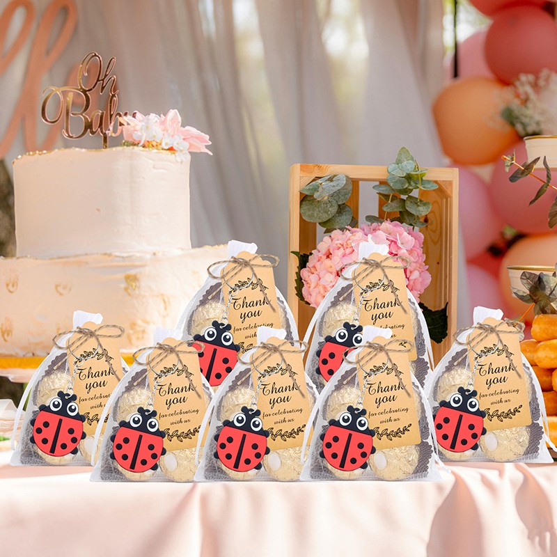 20 Set Ladybug Party Favors Include 20 Keychains,20 Thank You Tags And 20 Bag TO