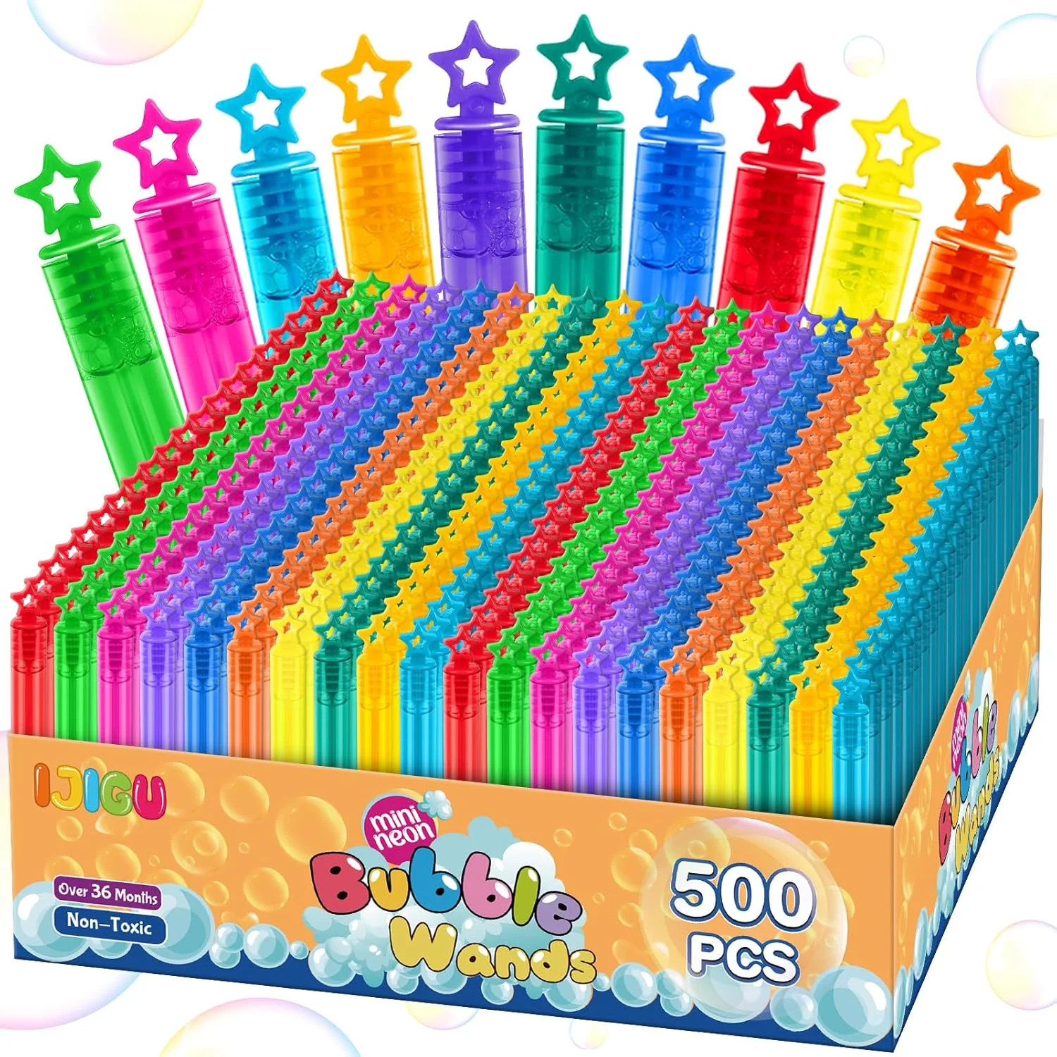 300 Pcs Mini Bubble Wands in 10 Colors, Bulk Party Favors for Kids, Themed Birth
