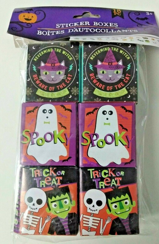 Halloween Treat 32 BOXES OF STICKERS (2 Pks of 18) Small Party Bag Fillers