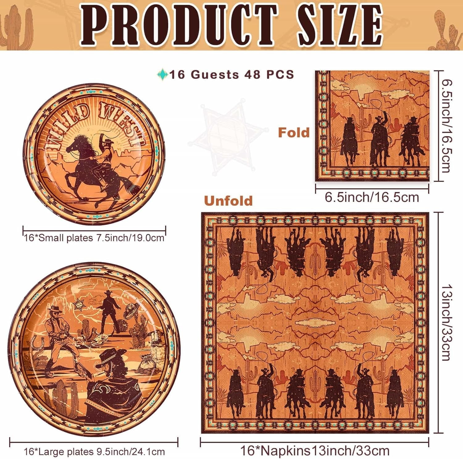 Western Party Decorations – 48 PCS Cowboy Plates and Napkins First Rodeo Birt…