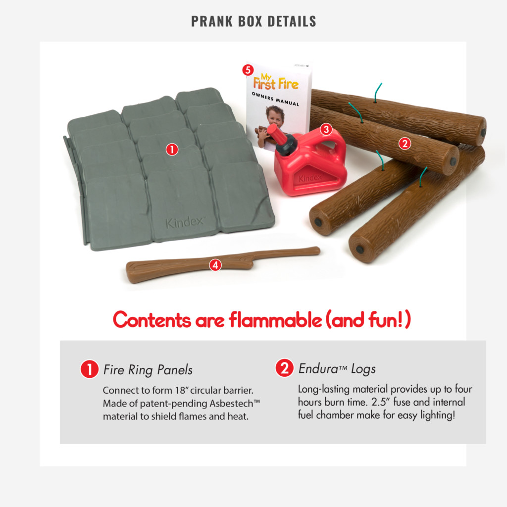 MY FIRST FIRE Prank Fake Gag Funny PARODY Joke Gift Box Baby shower toddler