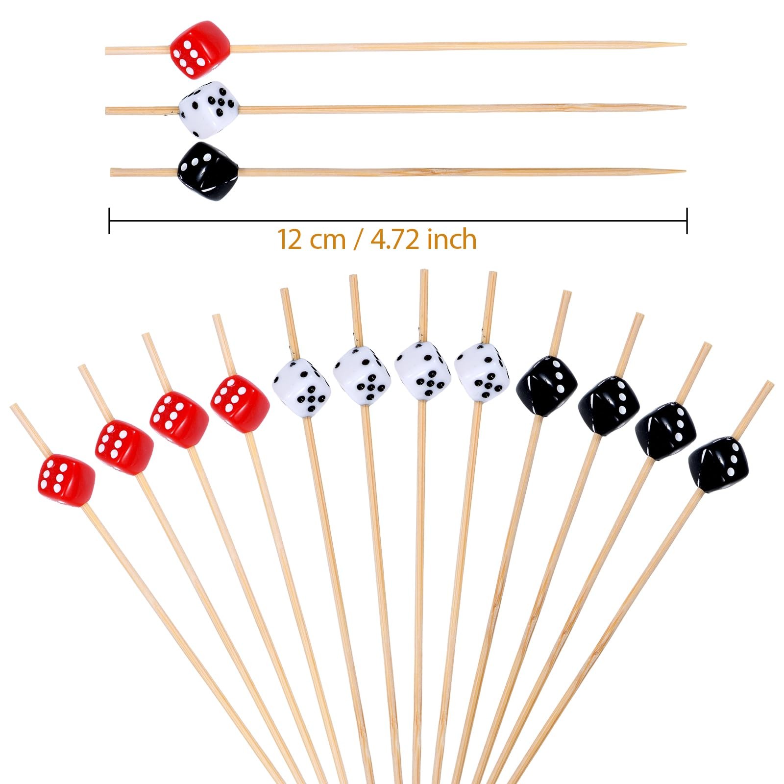100 PCS 4.7 Inch Casino Decorative Cocktail Picks Dice Las Vegas Night Decor