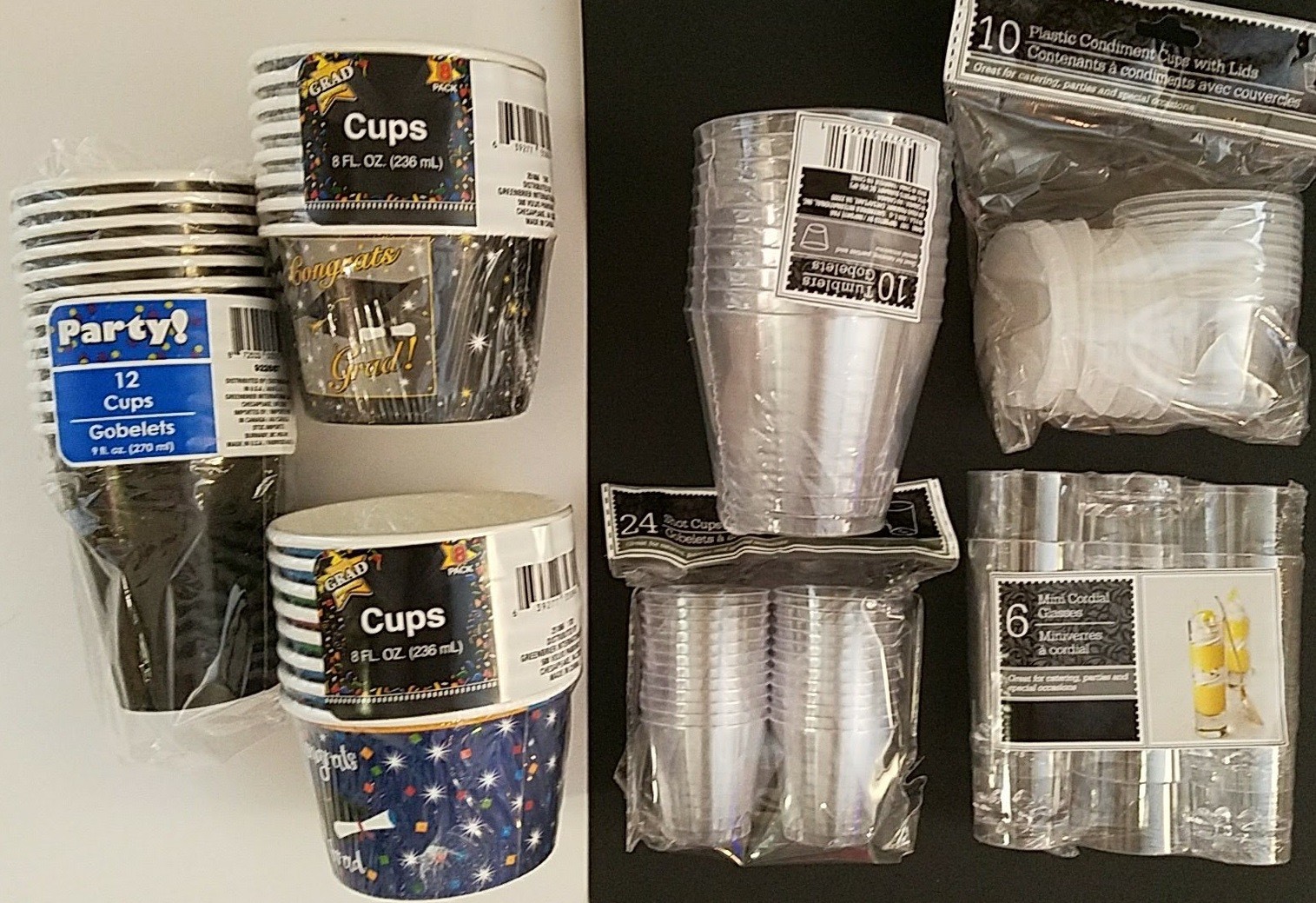 Plastic & Paper Disposable Cups Glasses Tumblers Shots Cordials, Select: Type
