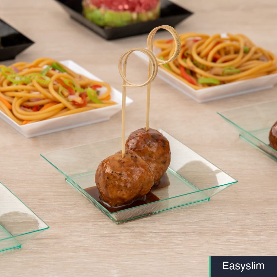 Party Plates Square Seagreen Disposable Plastic 3.9 Inch 20 Count