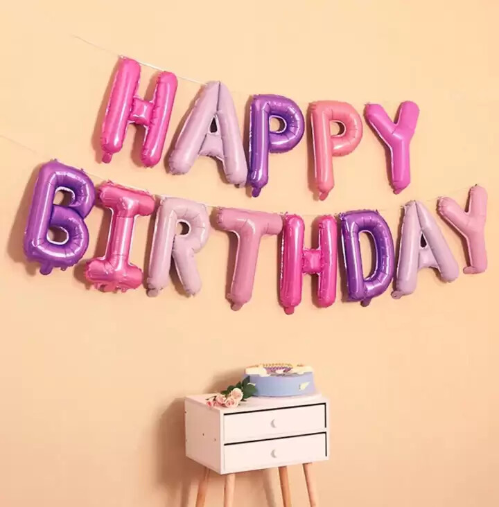 Happy Birthday Balloons Banner Bunting Self Inflating Decoration Letters Balloon