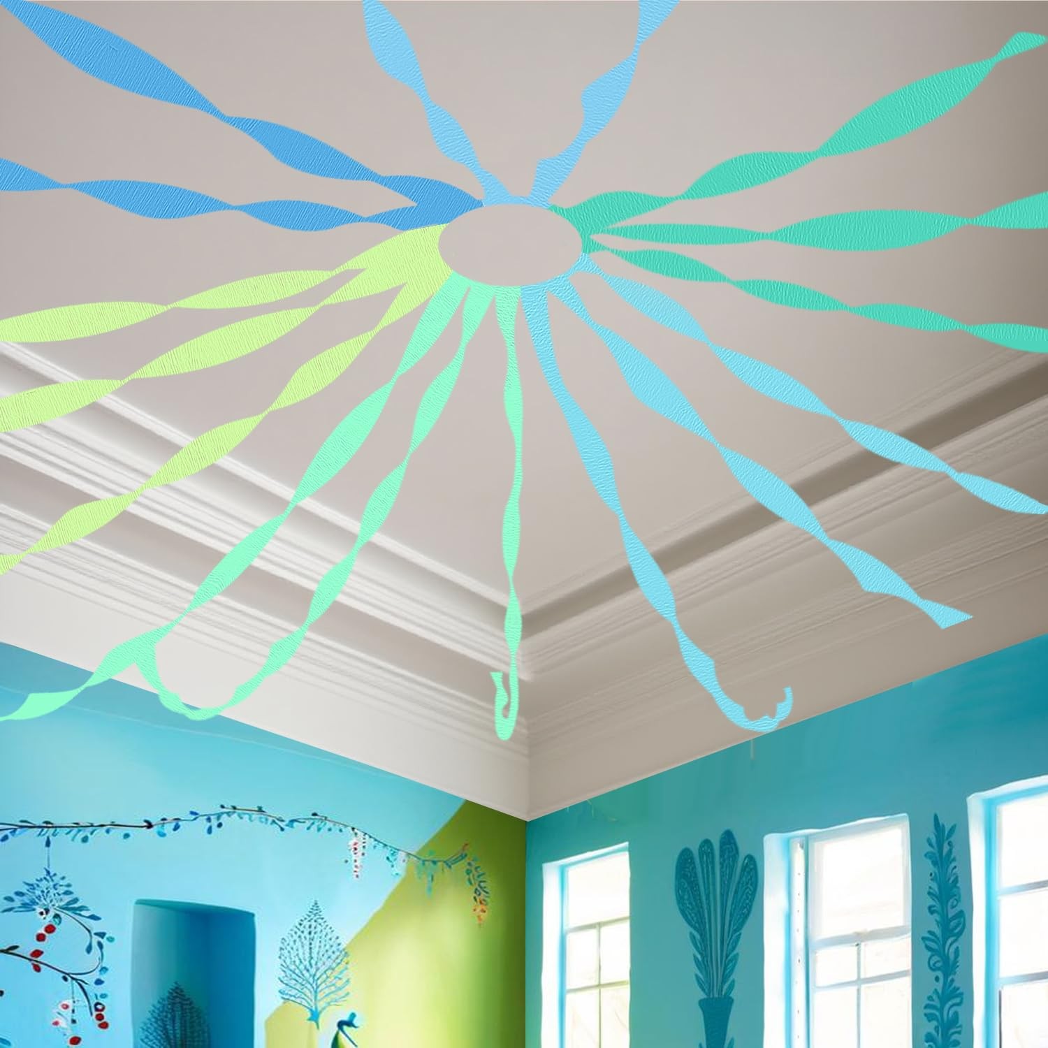 Crepe Paper Streamers Blue Green Party Graduation Birthday DIY 6 Rolls 492ft