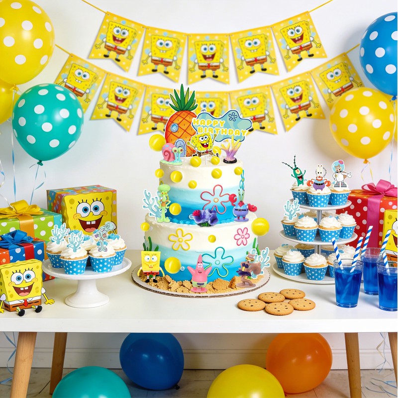 SpongeBob Cake Decoration 39 PCS SpongeBob Patrick Cake Toppers Cupcake Toppers