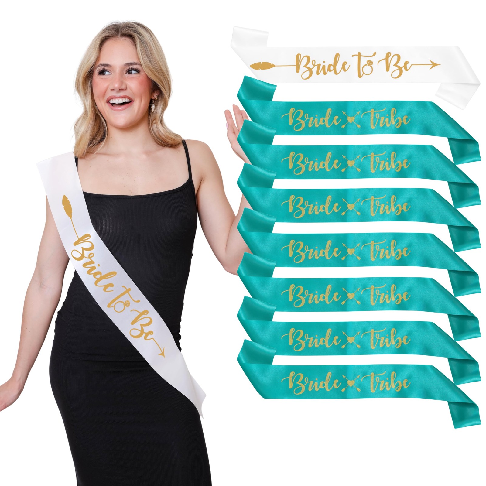 Bride Tribe Bridesmaids Sashes 8 Pack Satin Bachelorette Sashes for Bridal Sh…