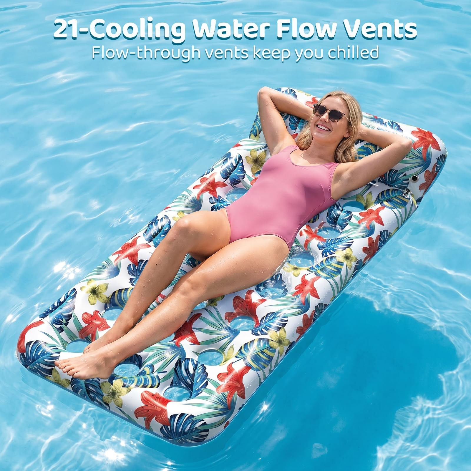 2 Pack Pool Floats Adult, Oversized Inflatable Pool Float Loungers for Adults wi