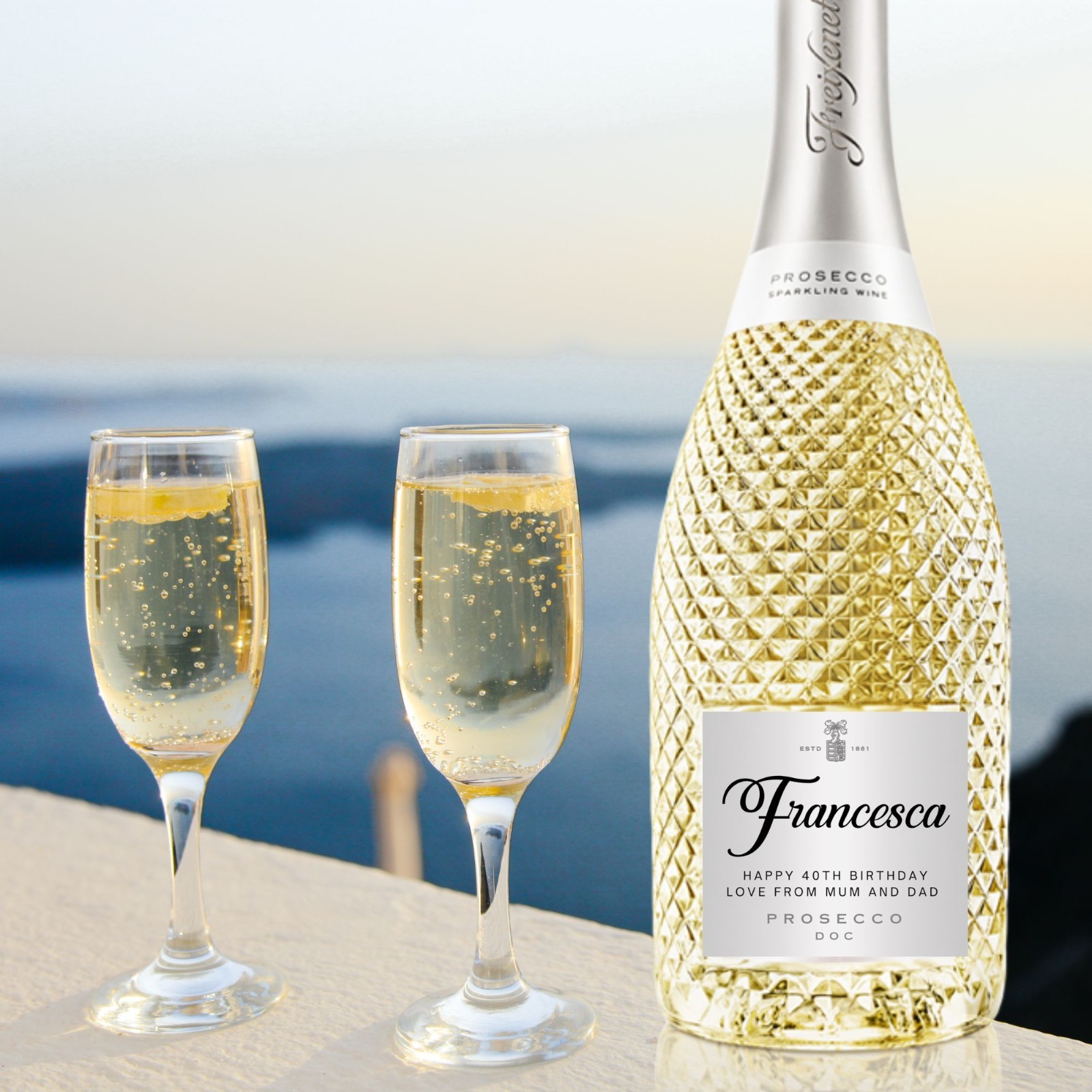 Personalised Prosecco Bottle Label Champagne Wine Gift Sticker for Any Occasion