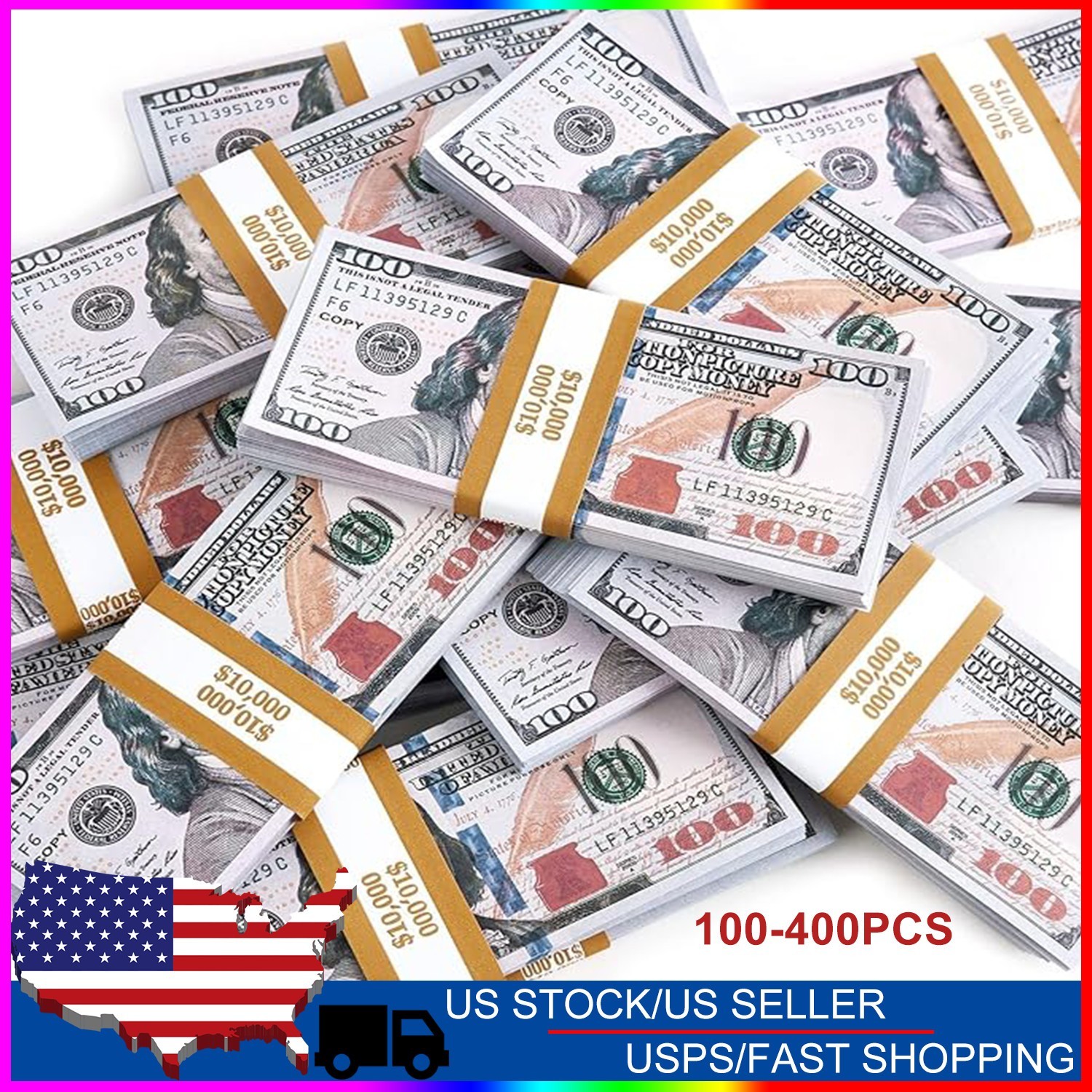 FAKE BANK GAMES PLAY MONEY KIDS CASH PAPER 100-400 PCS 100 DOLLAR BILLS PARTY