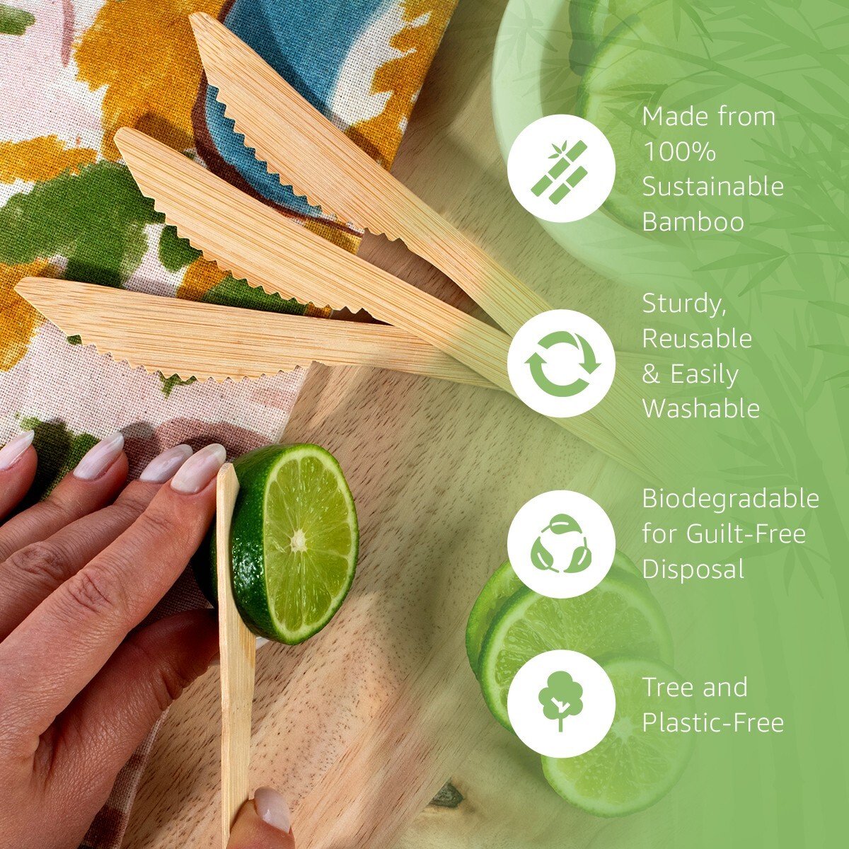 Ibambo 100% Bamboo Knives – 2400 Compostable Knives, Disposable or Reusable