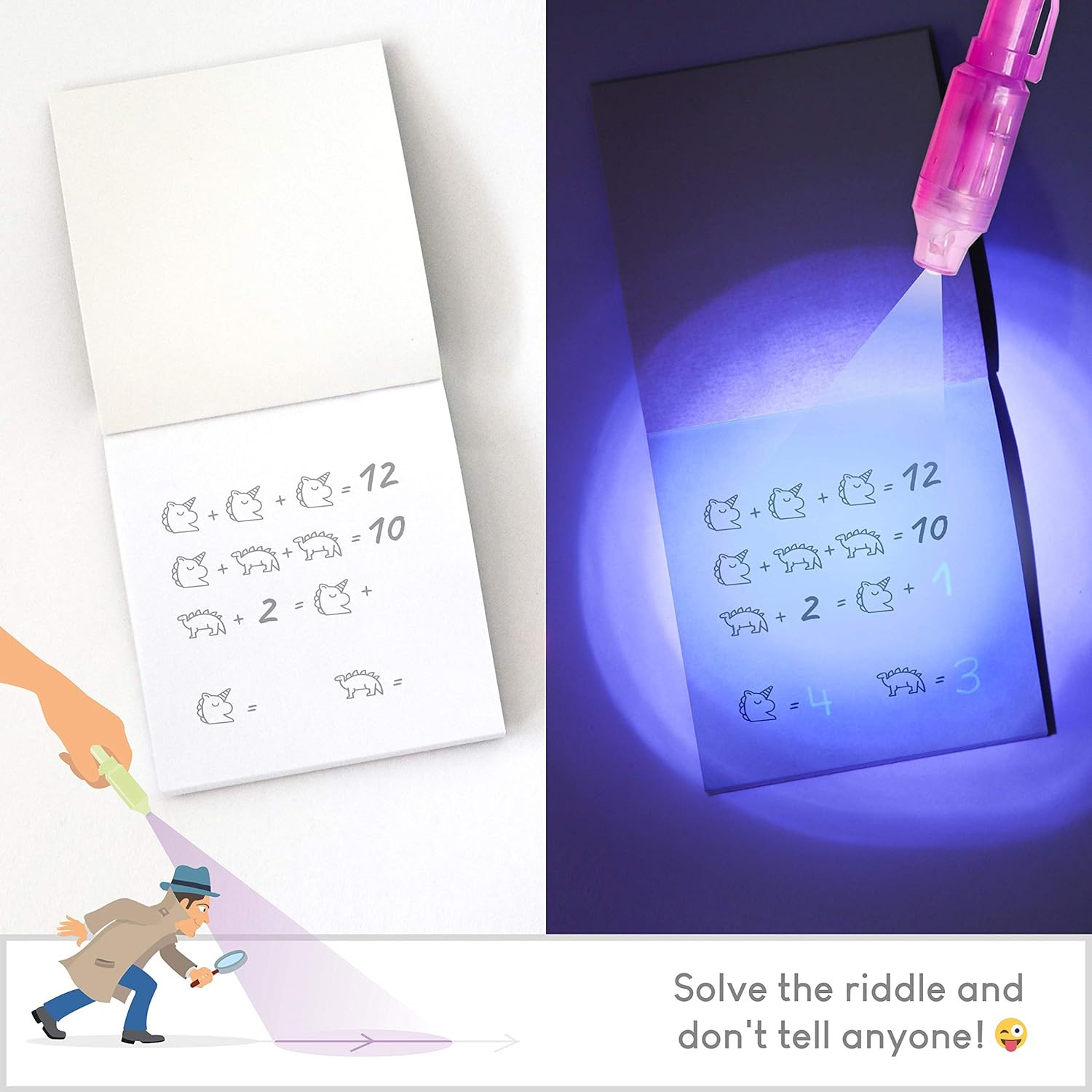 Invisible Ink Pen and Notebook Pack 16, Party Favors for Kids. Magic Spy Pen …