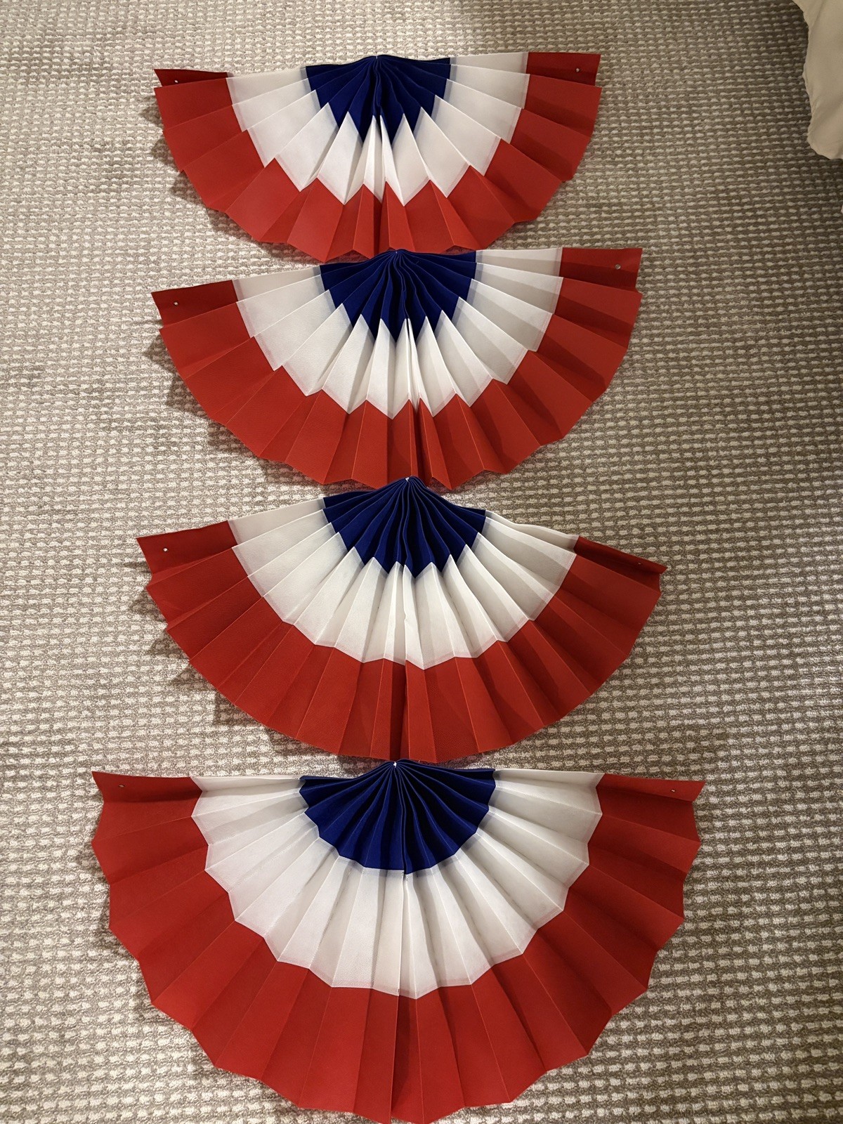 Set Of 4 American Patriotic Red White And Blue Bunting, 4th Of July Decor