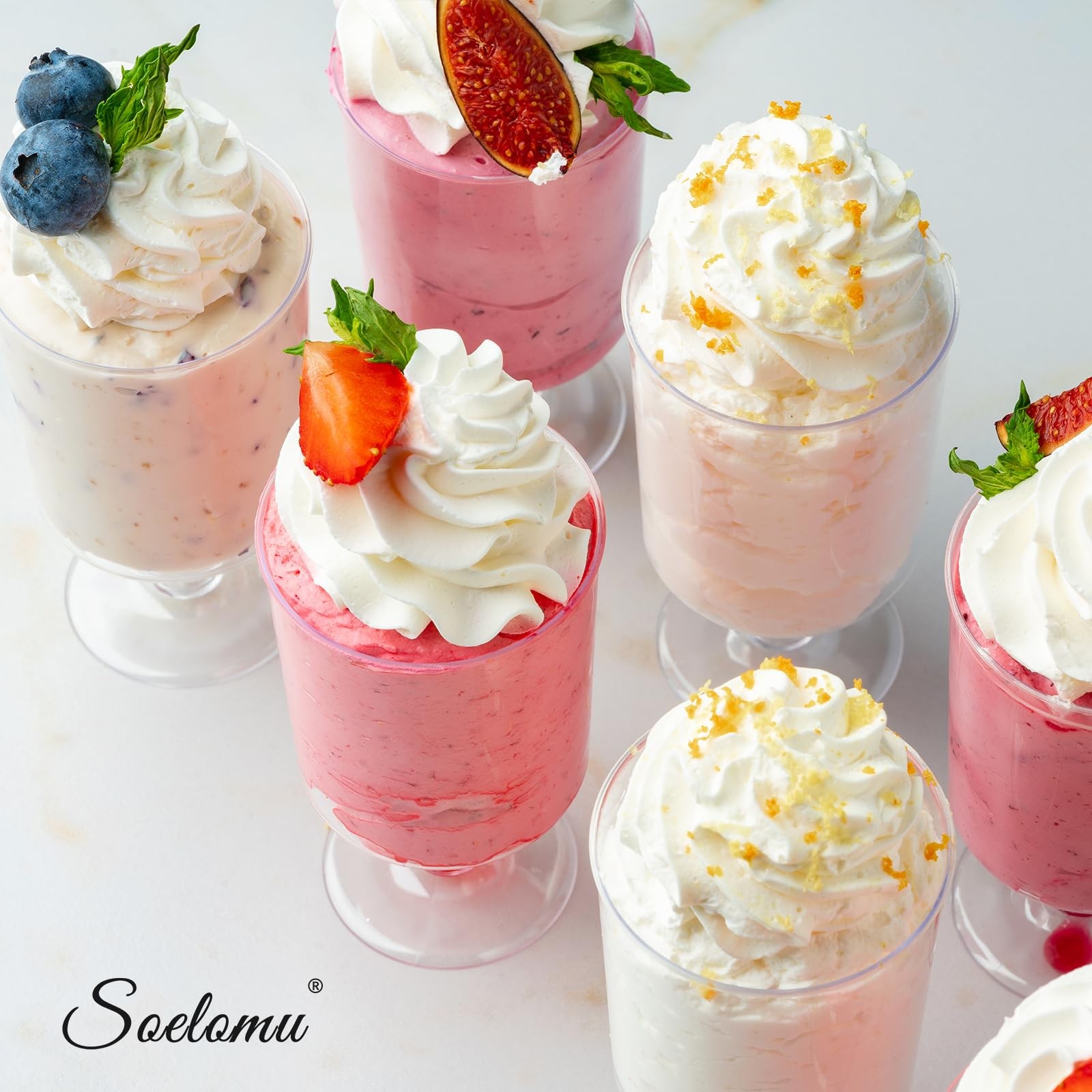 Mini Plastic Dessert Cups with Spoons 200 Pcs | Serves 100 | 5 OZ Square and …