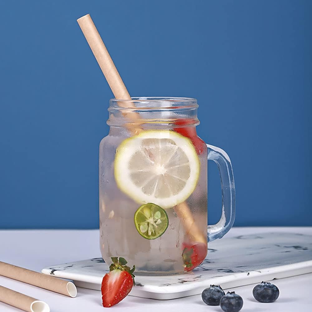 ALINK Pointed Paper Boba Straws, Individually Wrapped, 4-Layer Heavy Duty, 12Mm