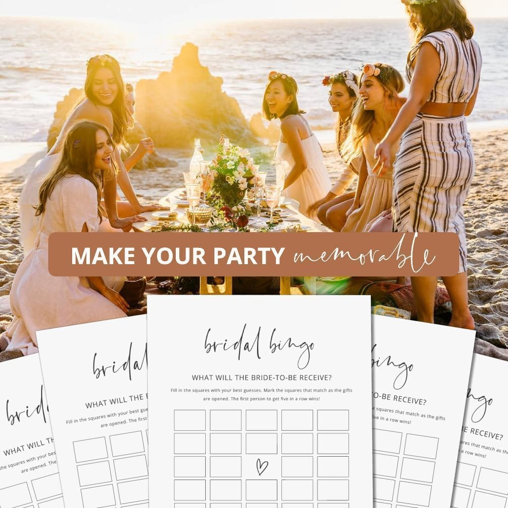 Gardencity Bridal Shower Bingo, Bridal Shower Game for 50 Guests, 50 Cards