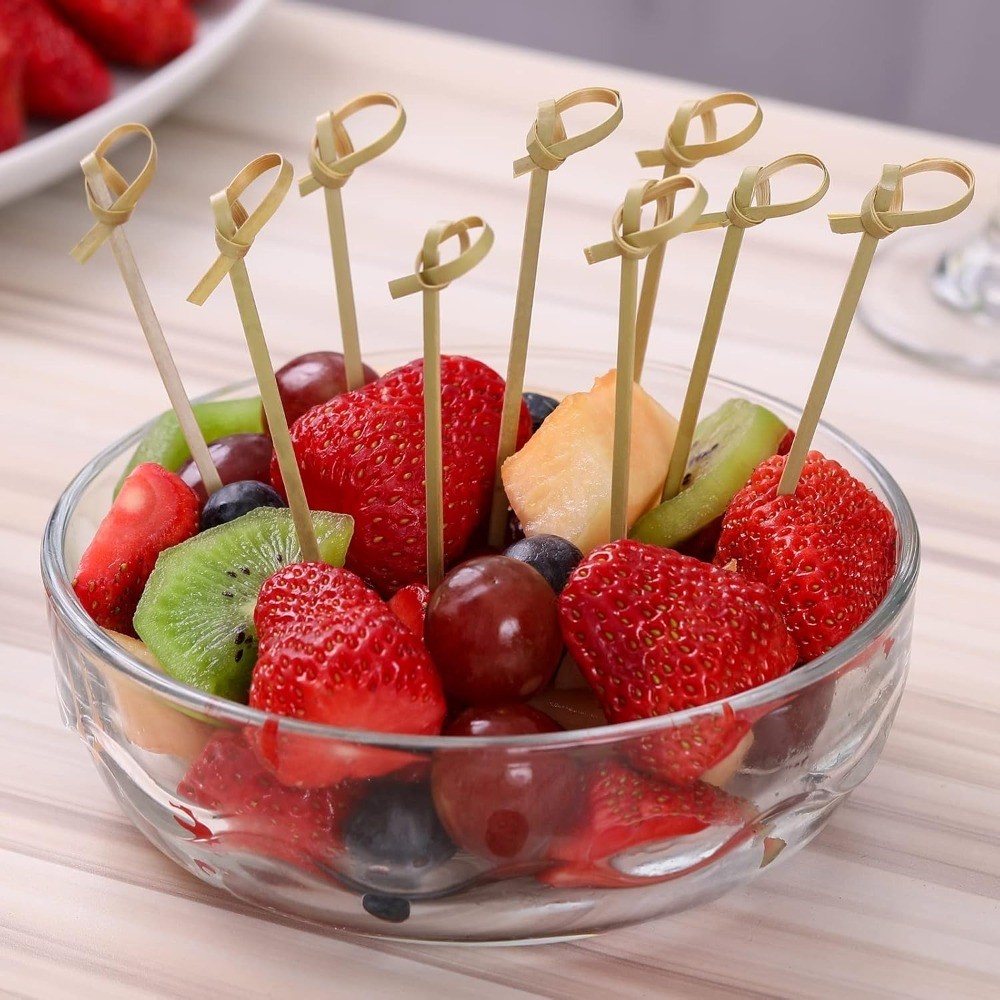 Natural Bamboo Cocktail Picks 200 PCS 4.7 Inch Appetizer Skewers Mini Food