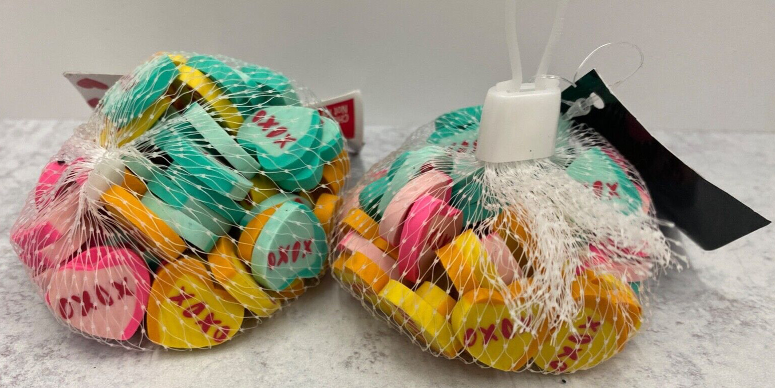 120 conversation hearts Mini Erasers Teacher Supply Sorting Math Counter Reward