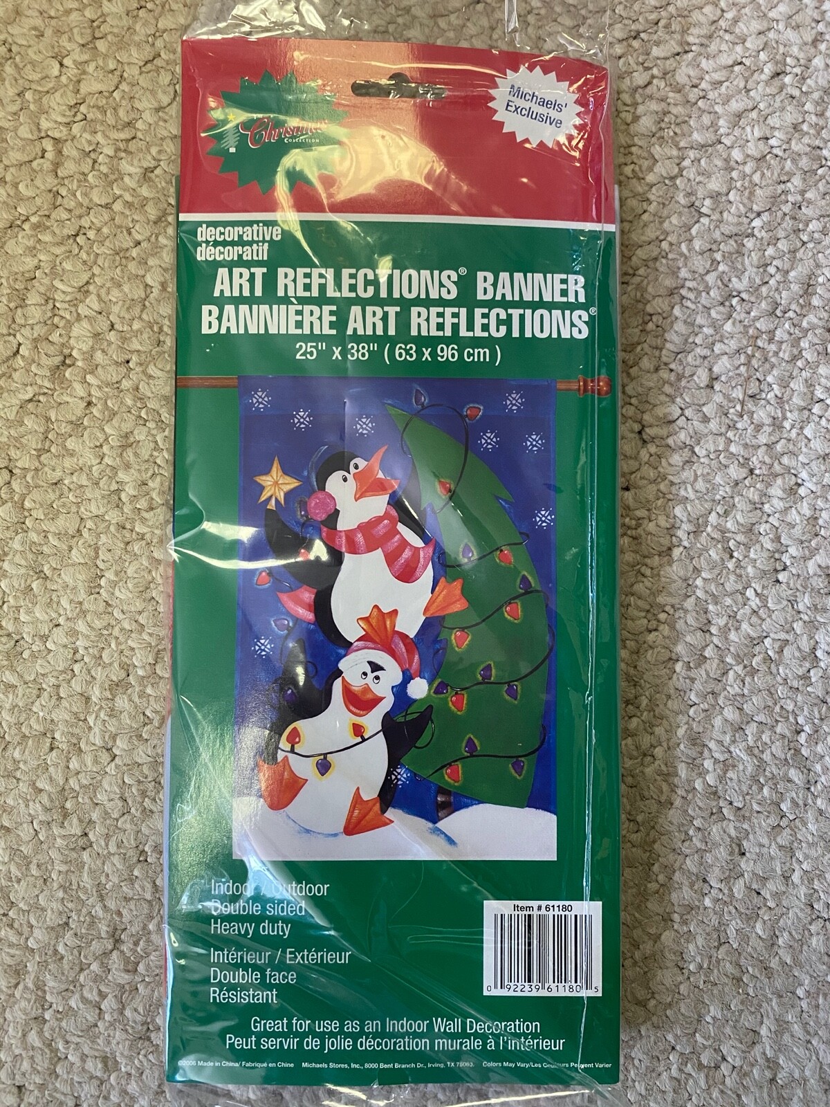 Christmas House Yard Flag Penguins Christmas Tree Banner Seasonal 25″X 38″