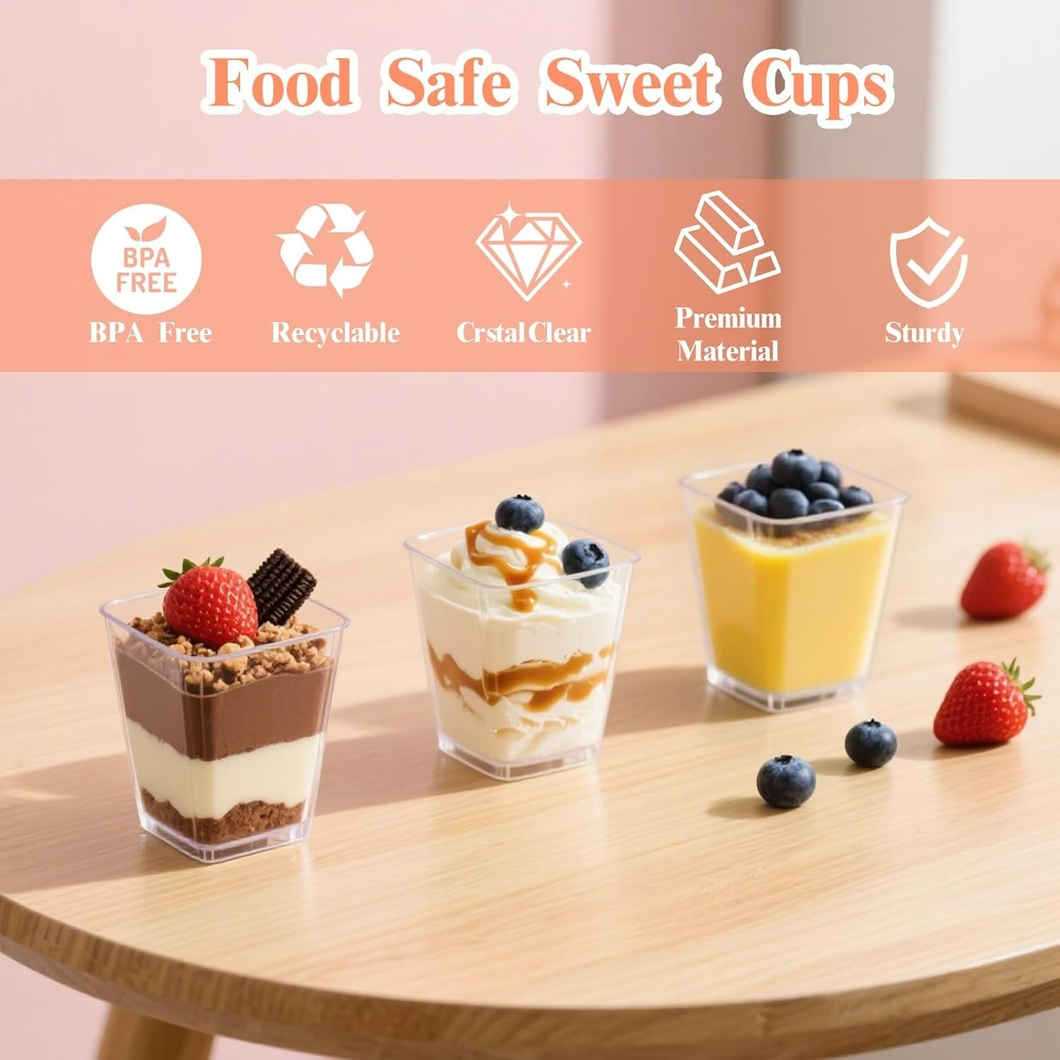 Lightweight 20 Pack 5 oz Dessert Cups with Lids – Perfect for Catered Events