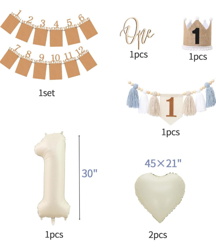 Blue 1st Birthday Decoration Set – 146 pieces