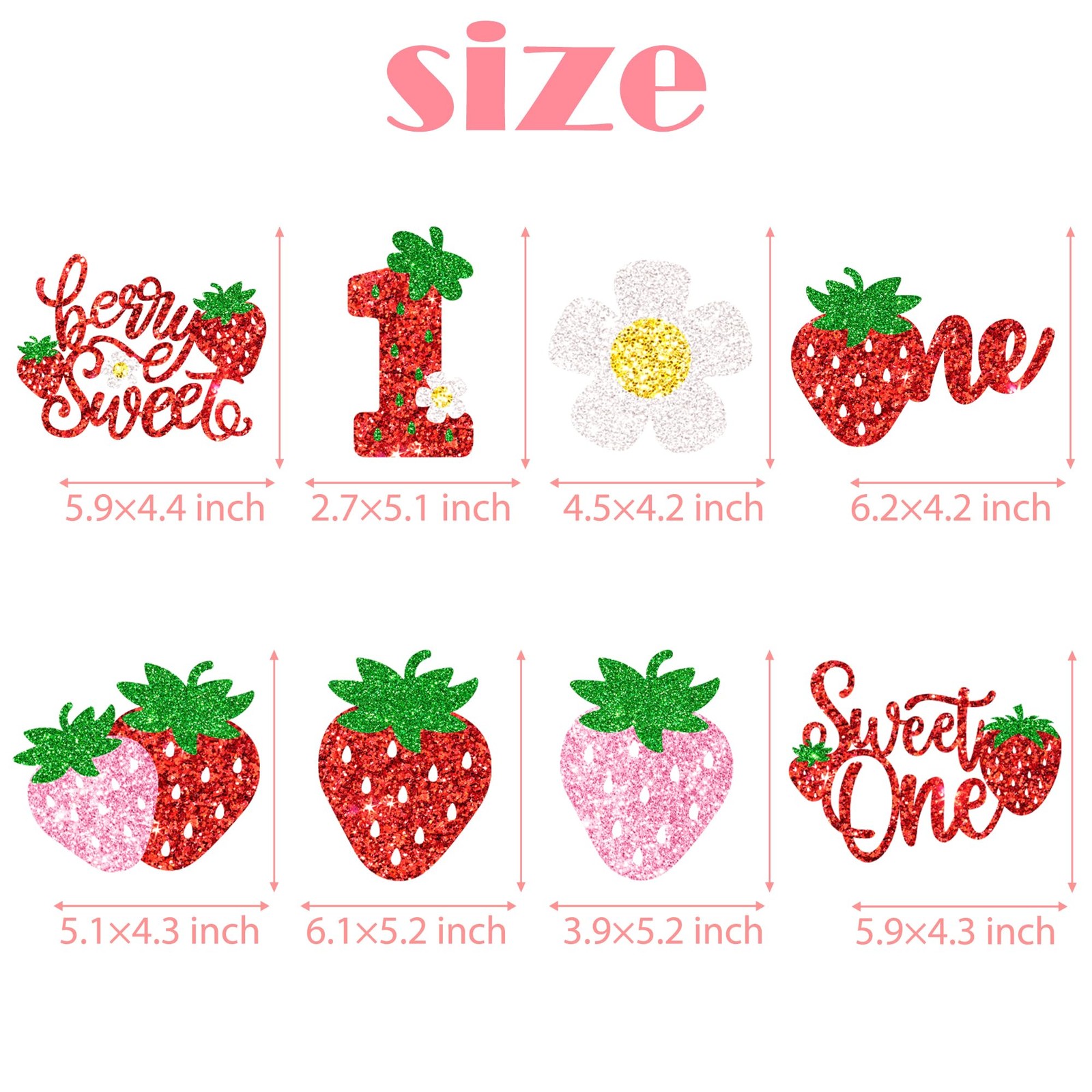 16 PCS Strawberry Sweet One Centerpiece Sticks Berry 1st Birthday Decor