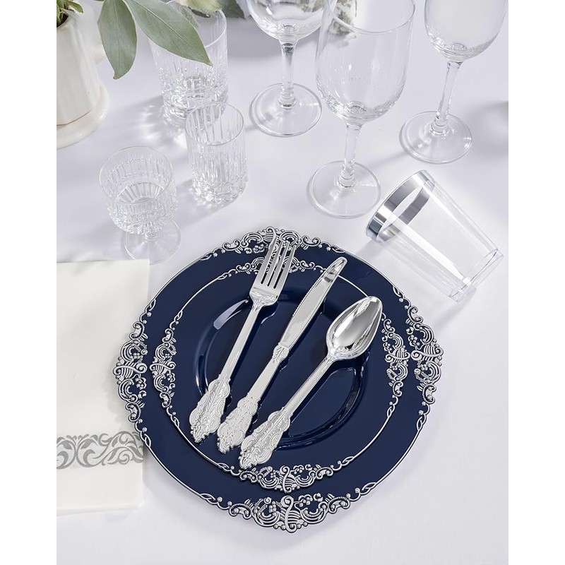 Elegant Disposable Plastic Plates Parties Weddings Holidays Picnic Supplies New