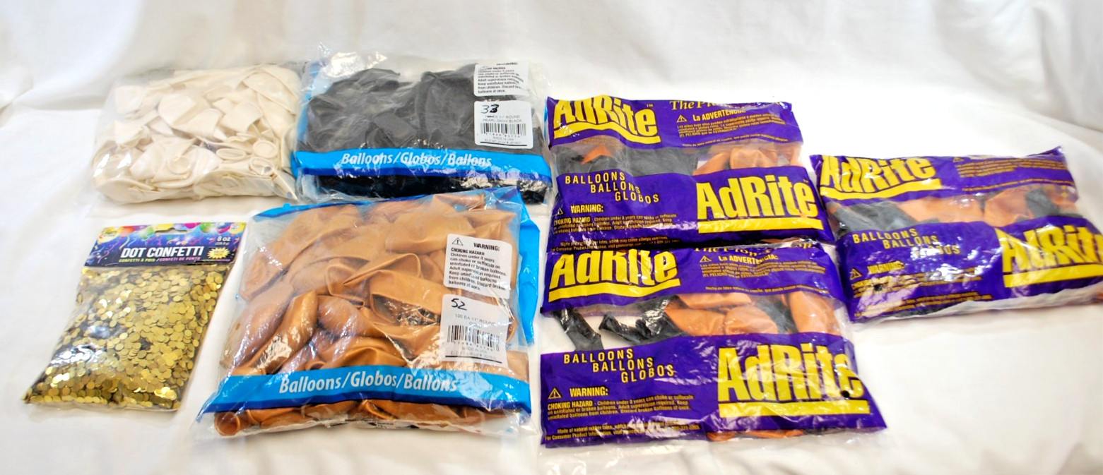 Assorted Latex Balloons and Gold Dot Confetti Lot of 7 Assorted Bags T1048