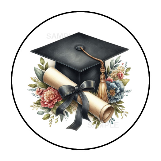 Graduation Cap stickers labels tags envelope seals party favors