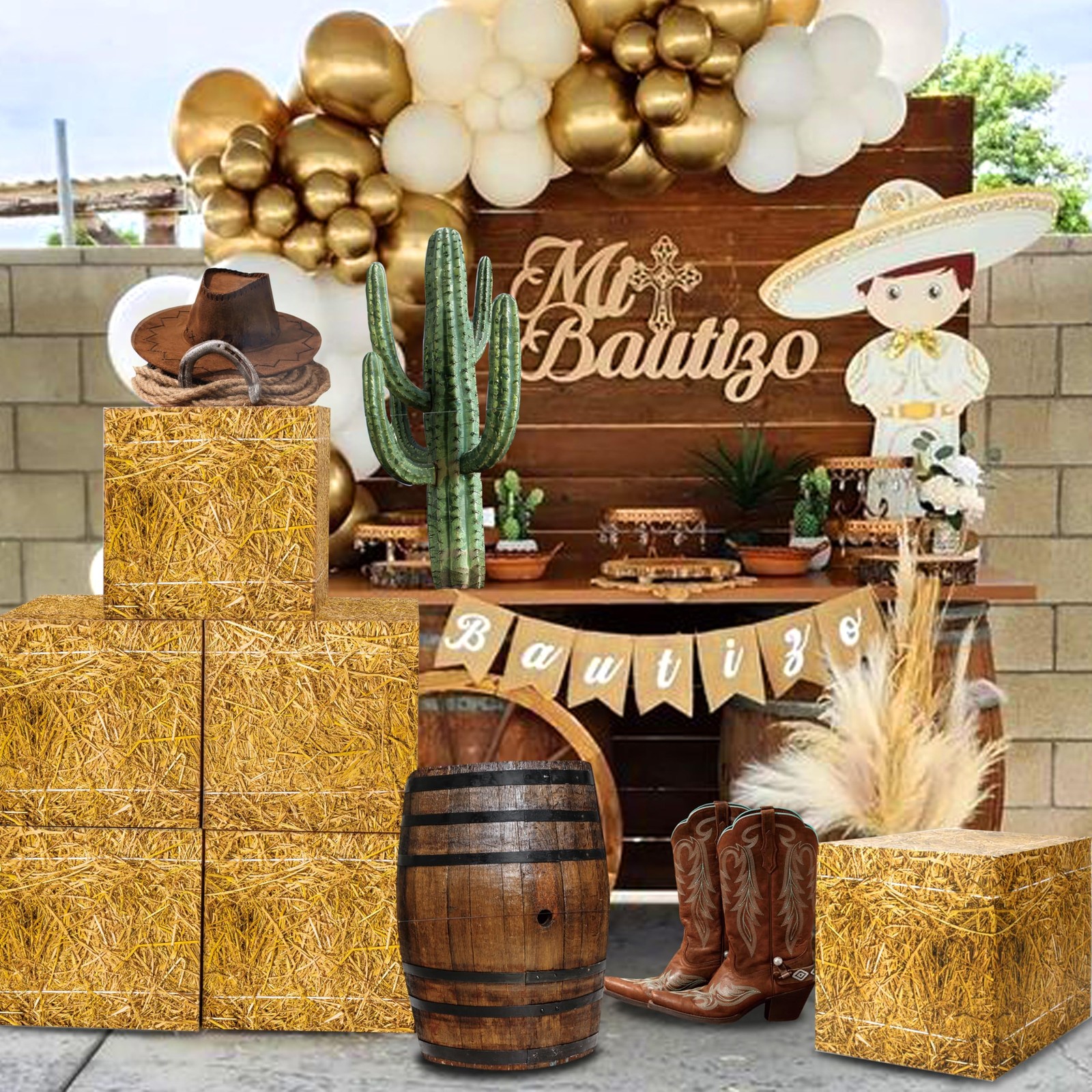 10 Pcs Cowboy Party Decorations Set, 6 Pcs Hay Bales Boxes and 4 Pcs Western …