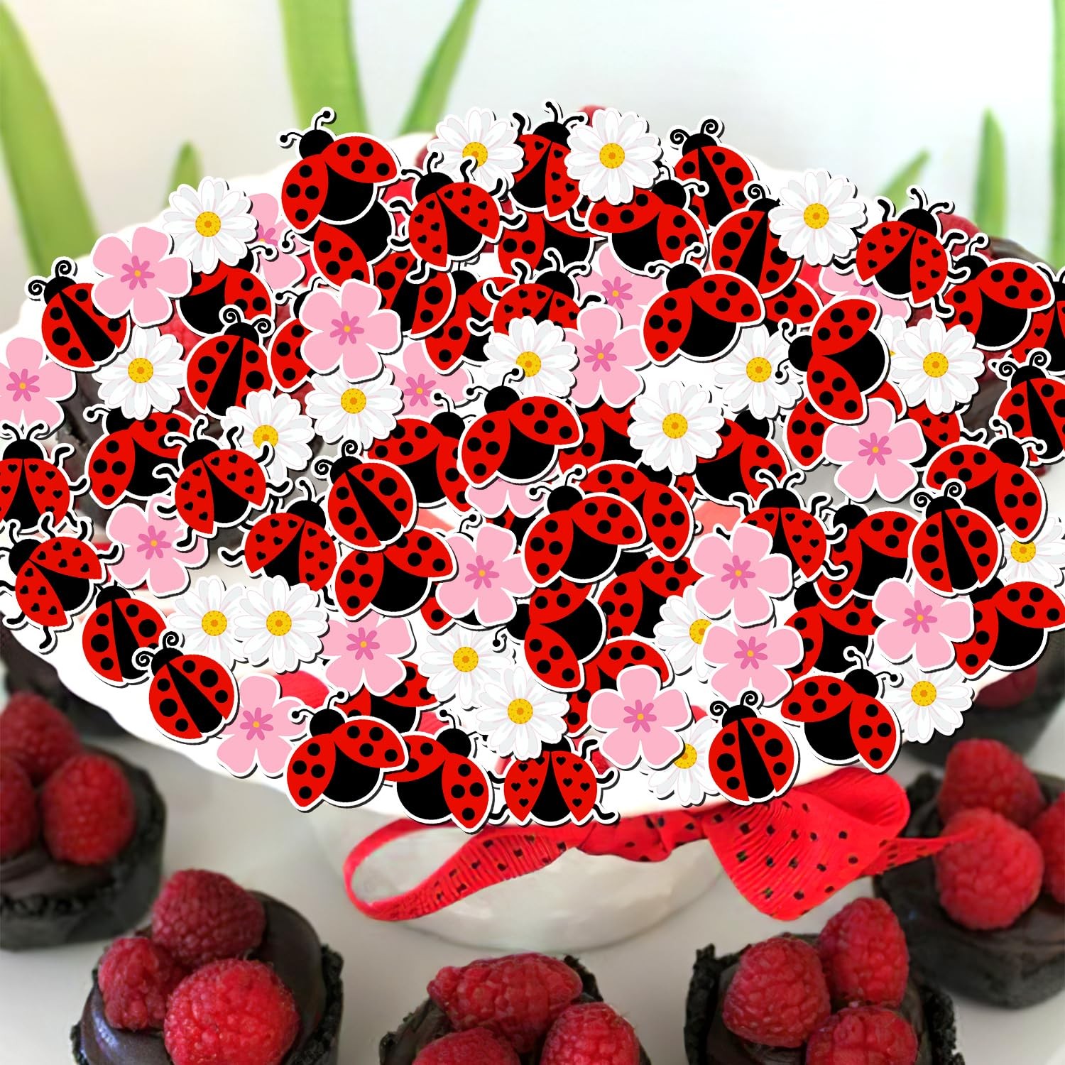 200pcs Ladybug Party Confetti Little Ladybug Table Decorations Double Sided P…