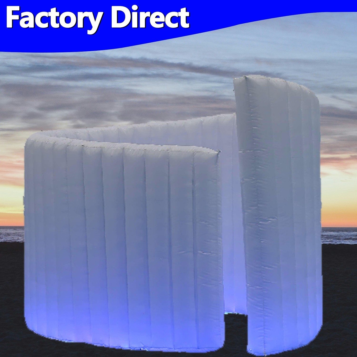 LED Inflatable Photo Booth Spiral Wall 360 Photobooth Backdrop Enclosure White