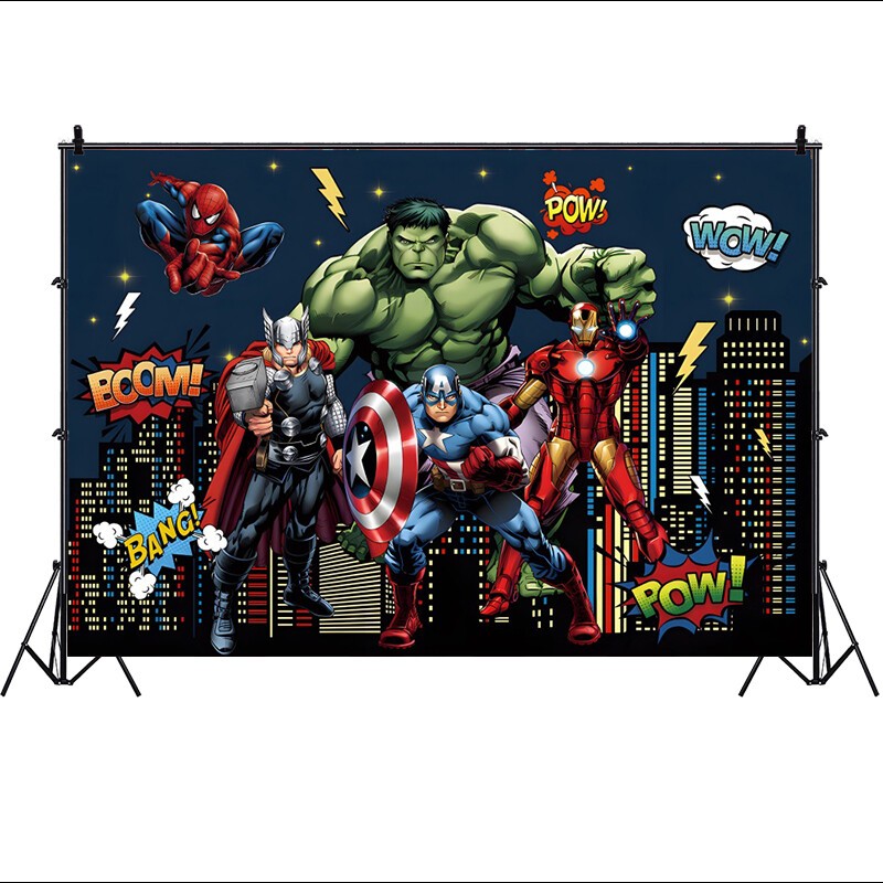 Superhero Avengers Backdrop Large Boys Birthday Party Photo Background Banner