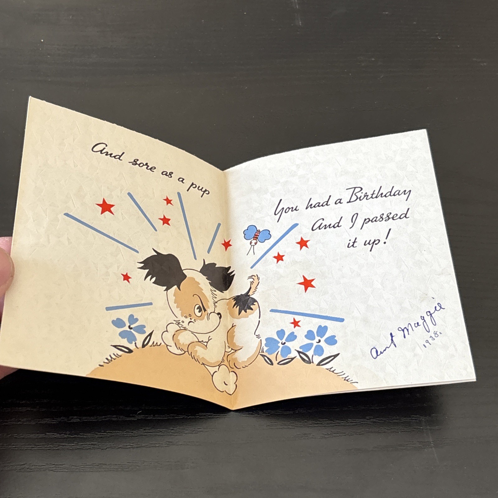 1938 Missed Birthday Card Mad Hatter Fighter Boxer Top Hat Party Art Deco 30s