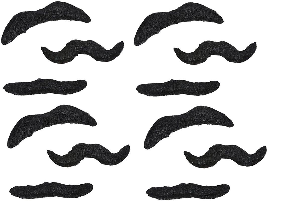 12pk Stick-On Mustaches 3.5″ each Halloween Party Favor Mustaches