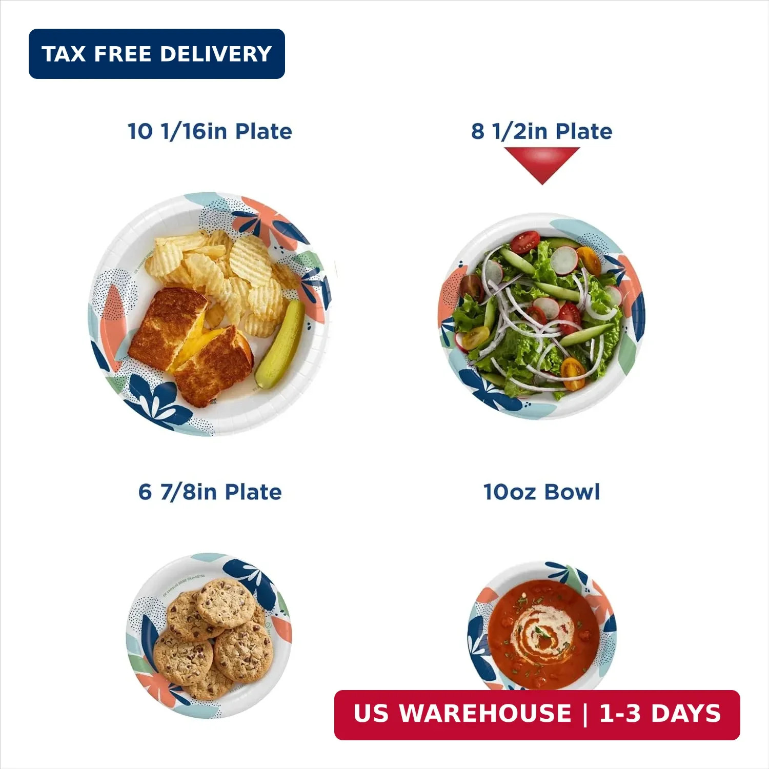 Dixie Medium Paper Plates, 8.5 Inch, 90 Count, 2X Stronger*, Microwave-Safe, Soa