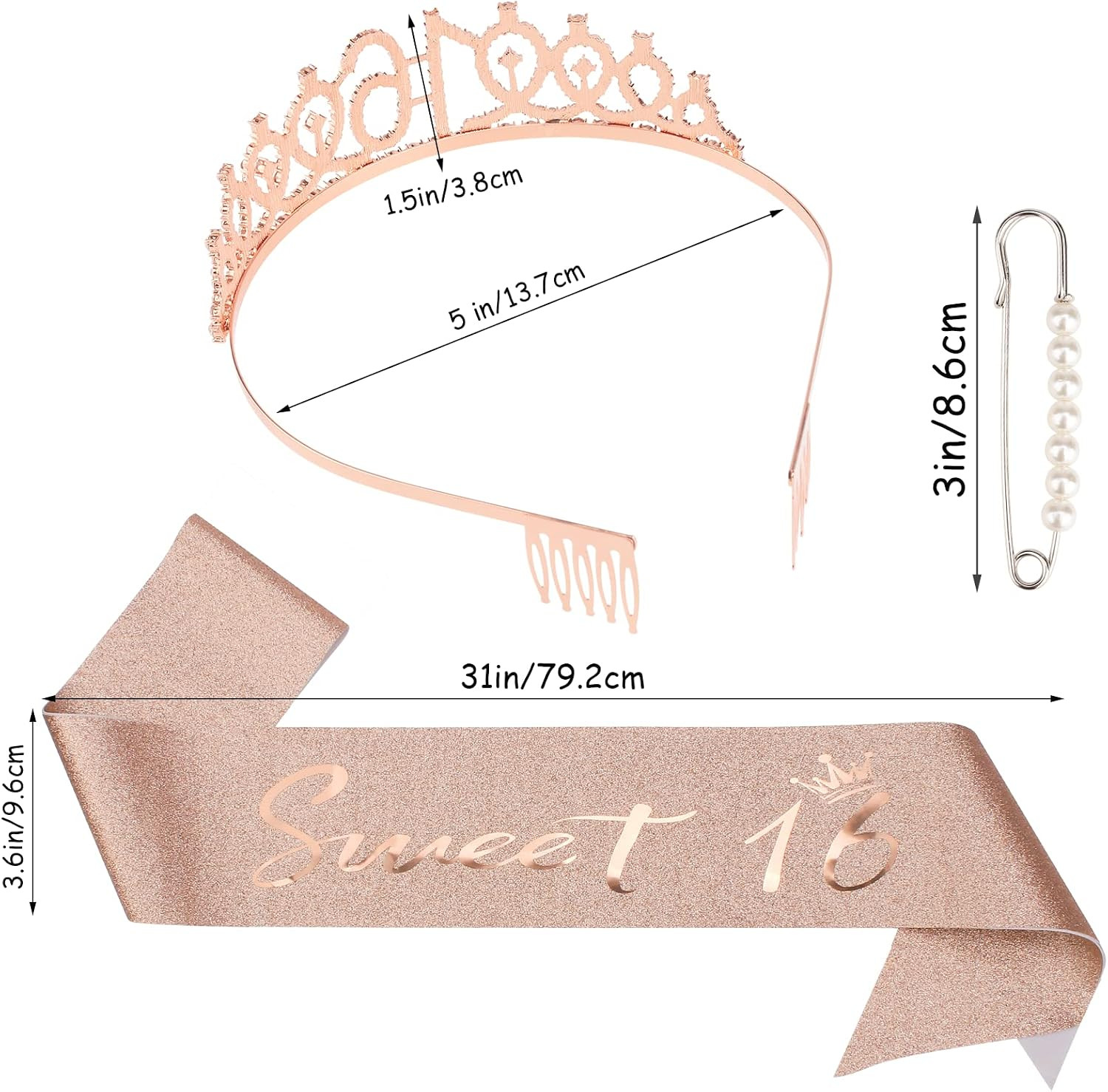 16Th Birthday Crown and Sash Kit- “Sweet 16″Birthday Decorations 16Th Birthday P